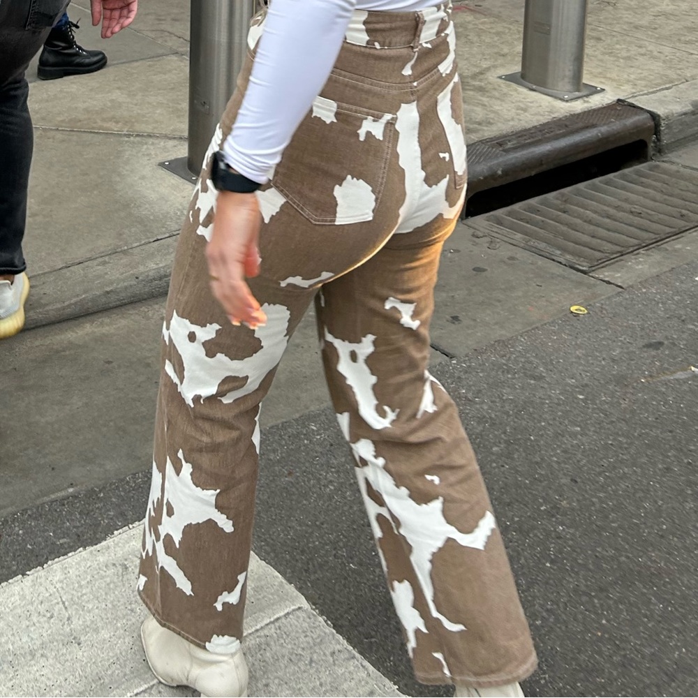 Cow print jeans